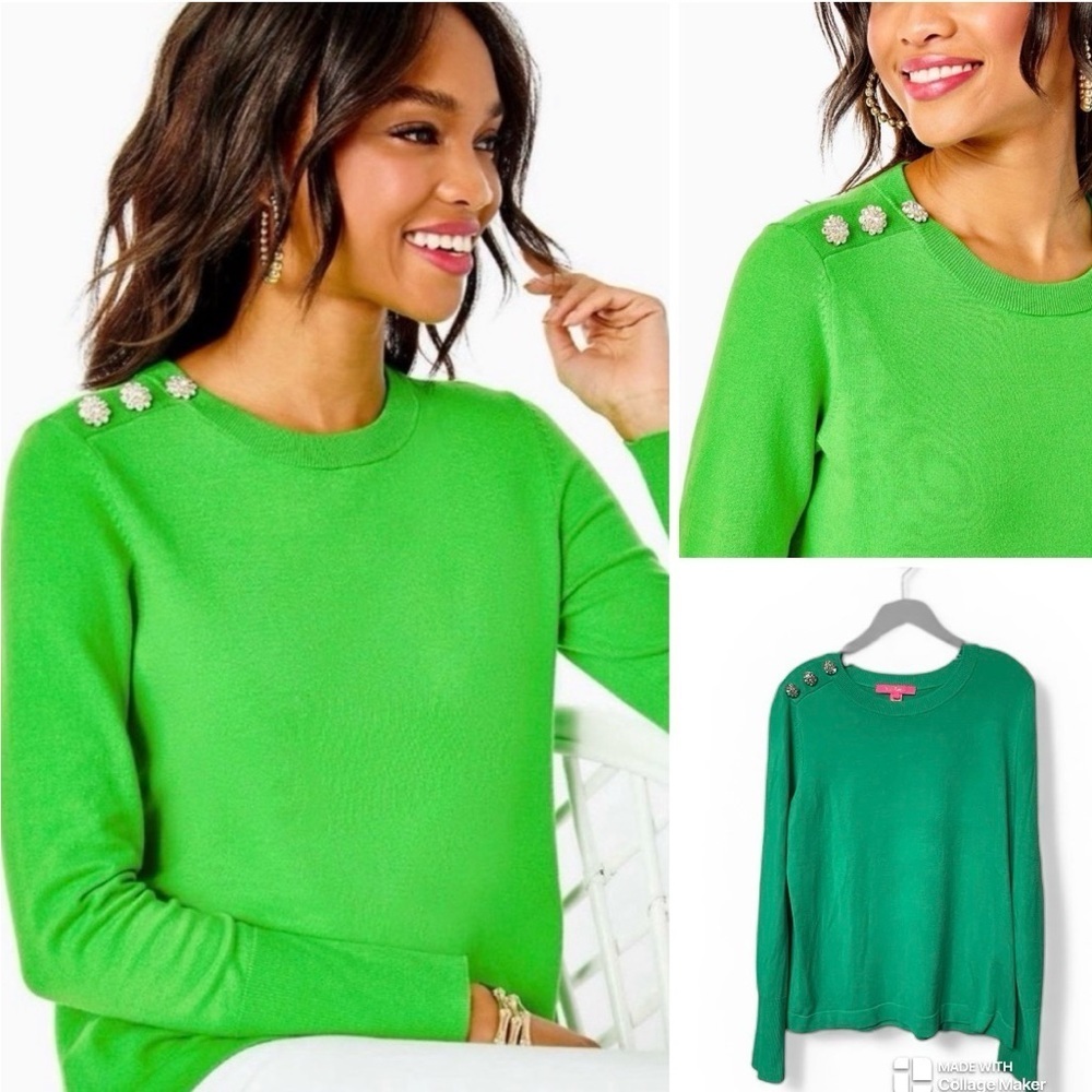 Lilly Pulitzer Morgen jeweled shoulder buttons sweater